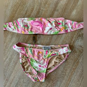 Lilly Pulitzer pink paisley bandeau bikini - size 2